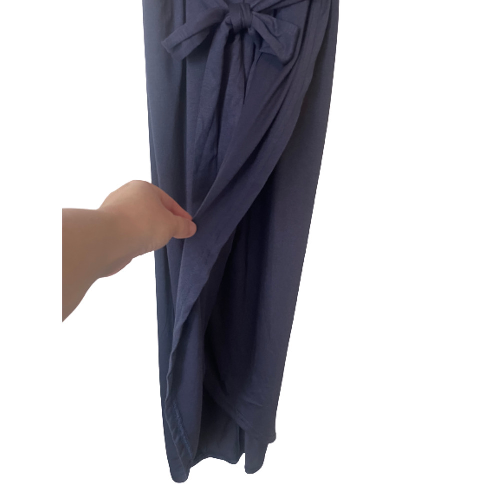 Qearal Women 3/4 Sleeve Belted Dress Elastic Waist Slit Long Maxi Dress XS New - Picture 4 of 6